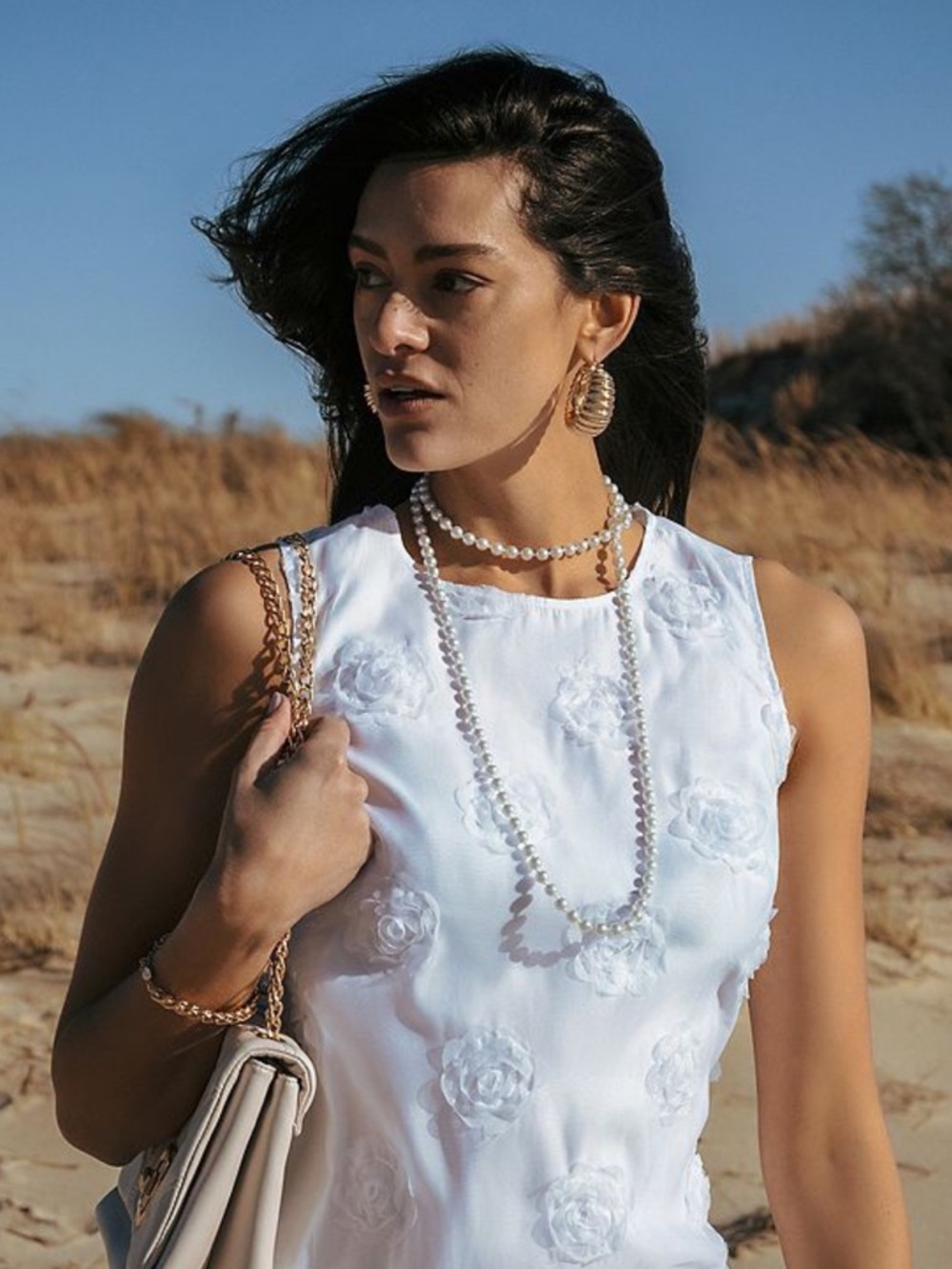 Nicole Miller 3-D Rosette White Sleeveless Mini Dress Size 16 - Picture 4 of 9